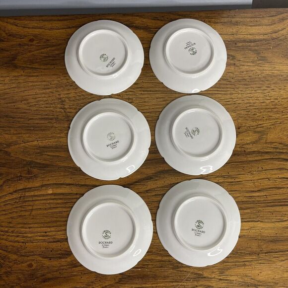 Rochard Limoges France‎ Dessert Bread Plates Cheese Wine 5.25” Flowers Signed - Picture 2 of 13